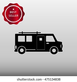 RV Vehicle Camper Vector Icon Illustration