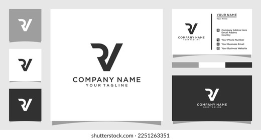 RV or VR initial letter logo design concept with business card design.