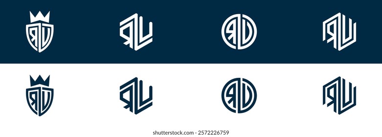 RV VR letter logo set design