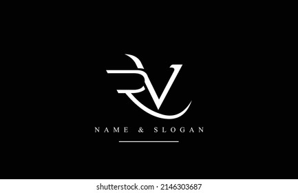 RV, VR, R, V abstract letters logo monogram