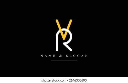 RV, VR, R, V abstract letters logo monogram
