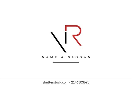 Monograma del logotipo de letras abstractas RV, VR, R, V