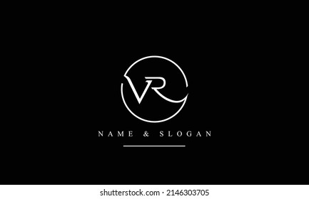 Monograma del logotipo de letras abstractas RV, VR, R, V