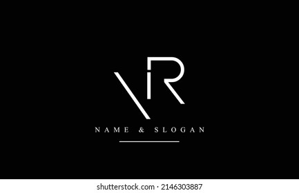 Monograma del logotipo de letras abstractas RV, VR, R, V