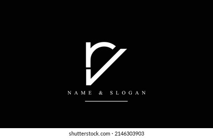 RV, VR, R, V abstract letters logo monogram