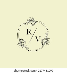 RV wedding initial logo letters in high quality professional design that will print well across any print media