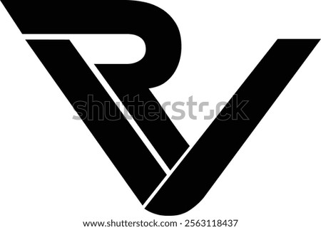 RV wordmark Text Design Black and White Design vecto