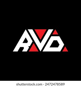 RVD triangle letter logo design with triangle shape. RVD triangle logo design monogram. RVD triangle vector logo template with red color. RVD triangular logo Simple, Elegant, and Luxurious design.