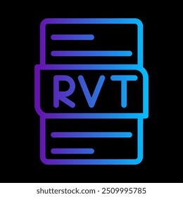 Ícone de gradiente do documento RVt. arquivos tipo, formato, extensão, ícones de símbolo. ilustração de vetor.