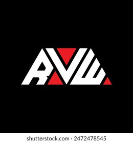 RVW triangle letter logo design with triangle shape. RVW triangle logo design monogram. RVW triangle vector logo template with red color. RVW triangular logo Simple, Elegant, and Luxurious design.