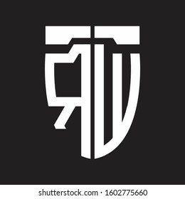 RW Abstrack logo monogram with emblem style isolated on black background