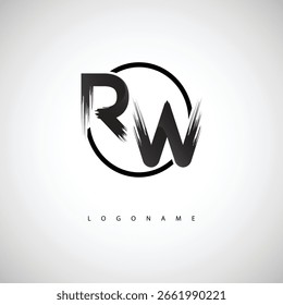 Logotipo de traçado de pincel RW - Símbolo Artístico Moderno com Textura de Tinta para Branding Criativo e Design de Identidade Visual