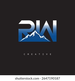 RW Creative Mountain Logo – Bold Gradient Letter mark Branding Design for Business  Outdoor Brands	
