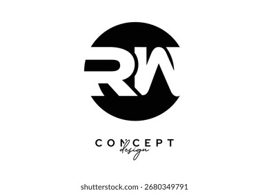 RW Creative Negative Space Circle Monogram Logo Design