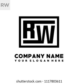 RW initial box letter logo template vector