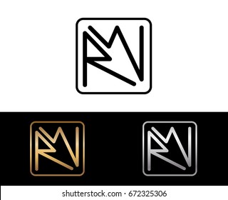 RW initial box shape Logo designs template
