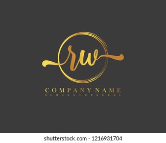 RW initial handwriting logo circle template vector
