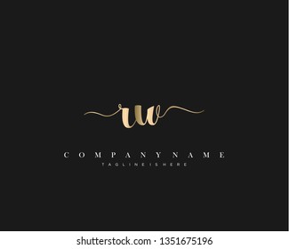 RW initial handwriting logo template with luxury color vector.