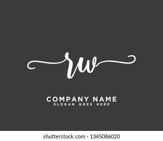 RW Initial Handwriting Logo Vector