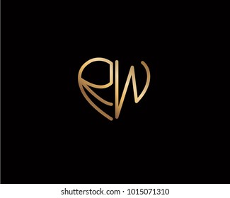 RW initial heart shape gold colored logo