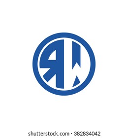 RW initial letters circle business logo blue