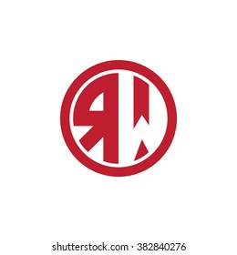 RW initial letters circle business logo red