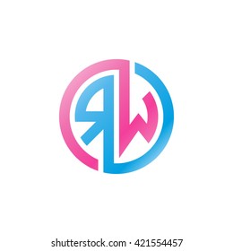 RW initial letters looping linked circle logo pink blue