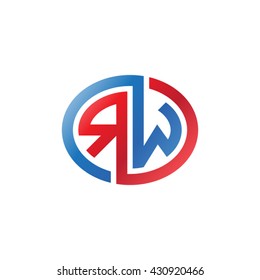 RW initial letters looping linked ellipse logo red blue