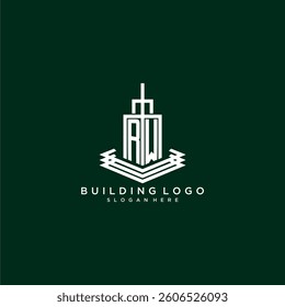 RW initial monogram building logo for real estate