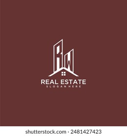 RW initial monogram building and roof logo for real estate
