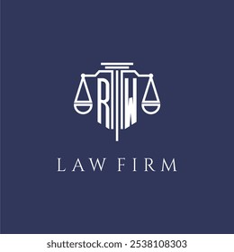 Monograma inicial de RW para el logotipo del bufete de abogados con Imagen de Vector de escalas