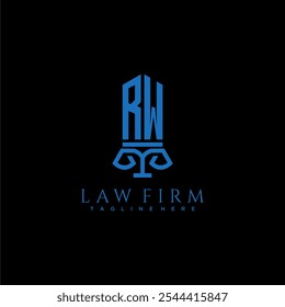 RW initial monogram for lawfirm logo with sword