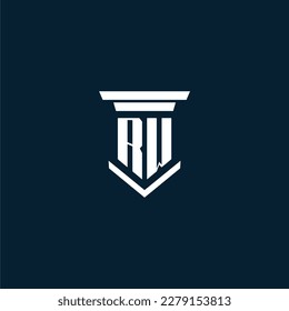 RW initial monogram logo lawfirm with pillar design