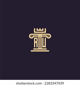 RW initial monogram logo for lawfirm with pillar  crown image design