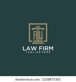 RW initial monogram logo for lawfirm with pillar design in creative square