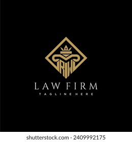 RW initial monogram logo for lawfirm with pillar in creative square design