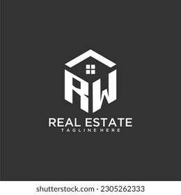 RW initial monogram logo for real estate with polygon shape creative design