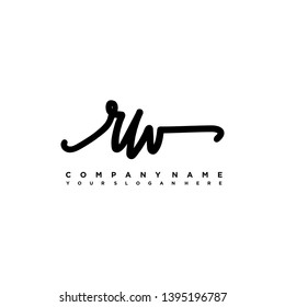 RW initial signature logo. handwriting logo template vector,