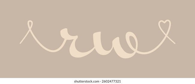 RW initial wedding monogram calligraphy vector illustration. Hand drawn lettering r and w love logo design for valentines day poster, greeting card, photo album, banner print or tattoo.