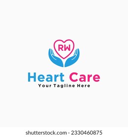 RW initials hand care icon business template logo vector
