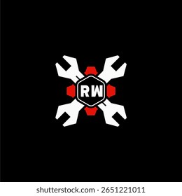 RW Initiales Vektor Stok Otomotif Logo Design