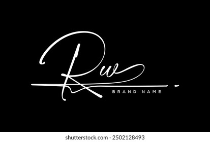 RW letter beauty handwriting vector logo. 
