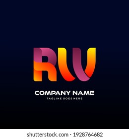 RW Letter initial Logo Vector With colorful, logo for media business