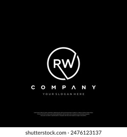 RW letter logo design on luxury background. RW monogram initials letter logo concept. WR icon design. RW elegant and Professional white color letter icon on black background. Premium Design