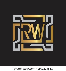 RW Letter logo initial capital monogram with abstract ornament