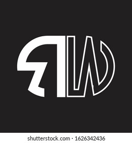 RW Letter logo monogram with oval shape negative space design template