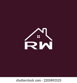 RW letter roof shape logo for real estate with house icon design