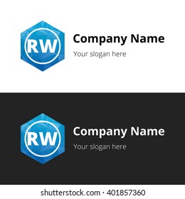 RW Letters , Abstract Polygonal Background Logo, design for Corporate Business Identity, Alphabet letter