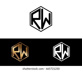 RW letters linked with hexagon shape logo







