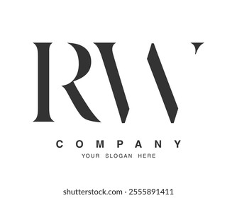 RW logo design. Initial letter r and w serif font style. Creative classic company name typography. Trendy logotype or identity. Vector illustration.